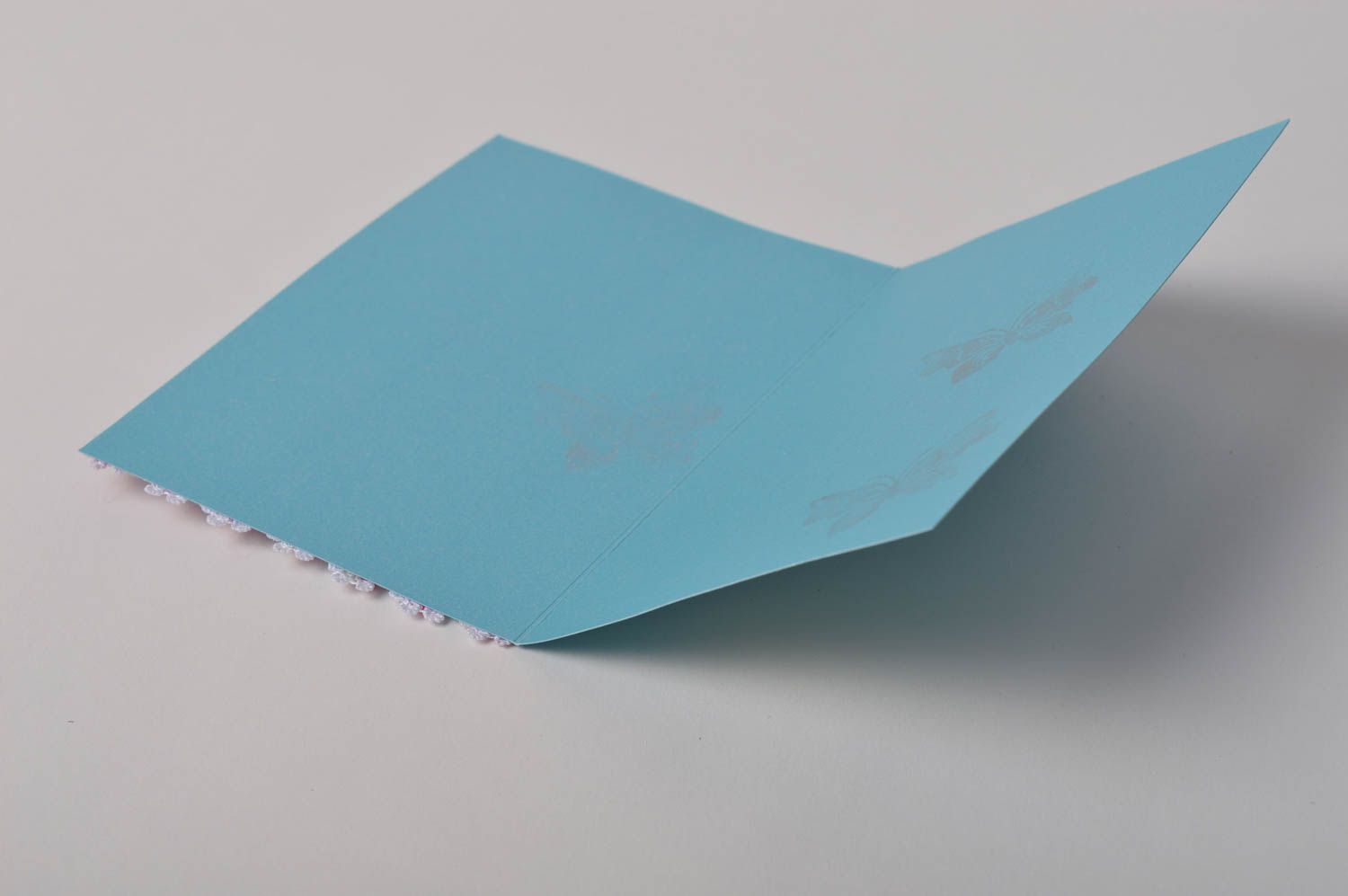Carte de voeux design faite main bleue en carton décorée Petit cadeau original photo 5