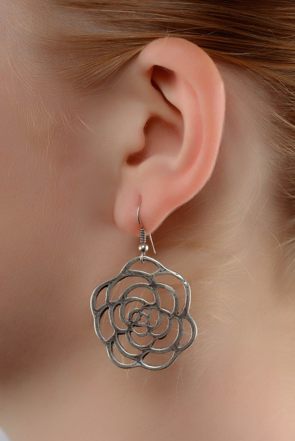 Silvered earrings Roses photo 4