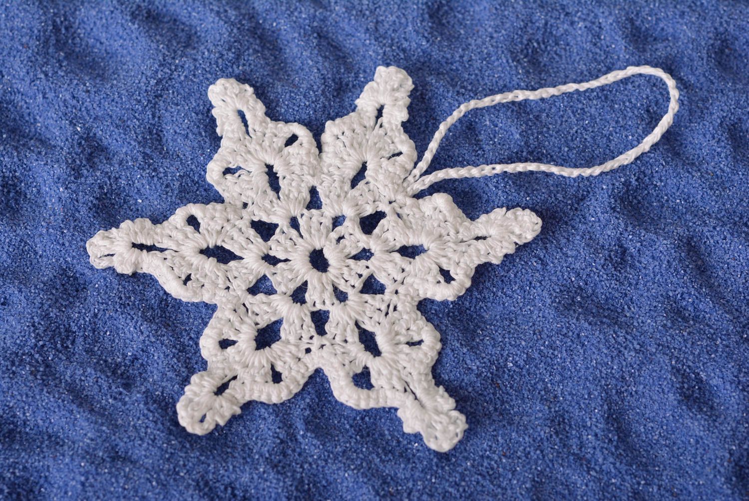 Handmade Christmas toy decorative pendant crocheted snowflake New Year toy photo 1