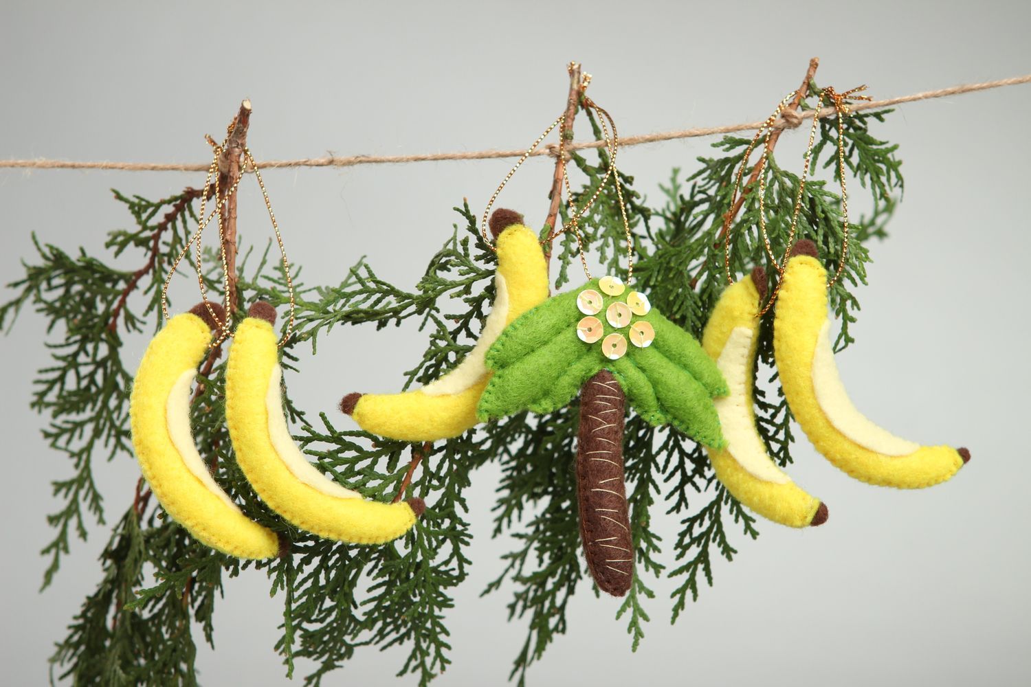 Déco fait main Jouets à suspendre feutre 5 pcs Décoration Noël Bananes Palmier photo 1