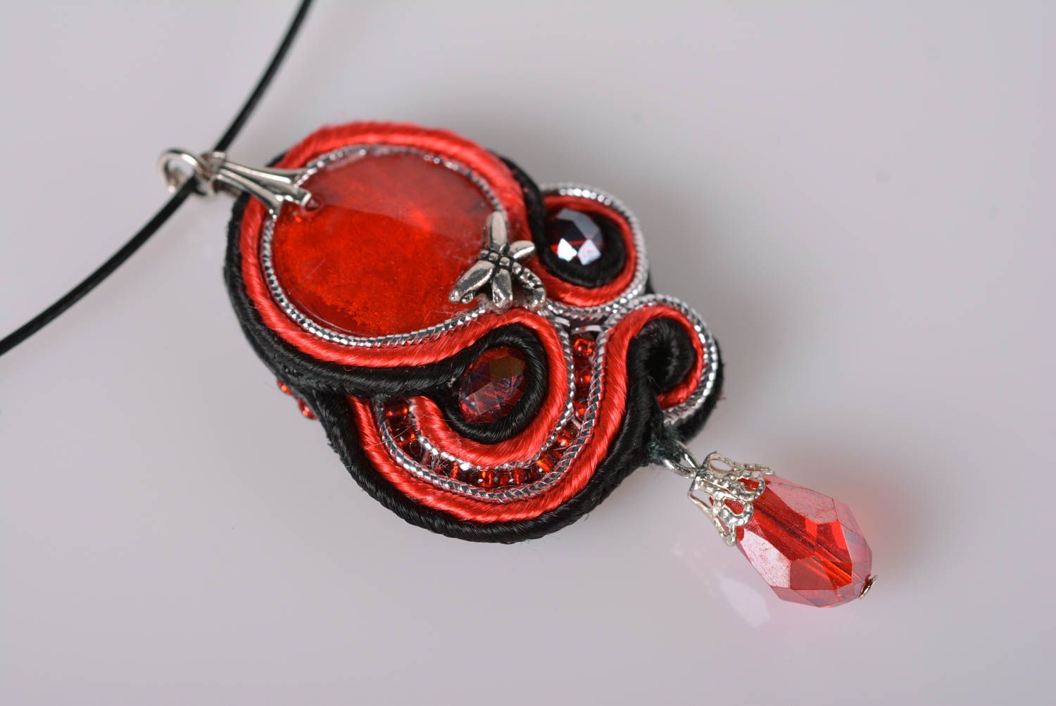 Beautiful handmade soutache pendant beaded pendant accessories for girls photo 2
