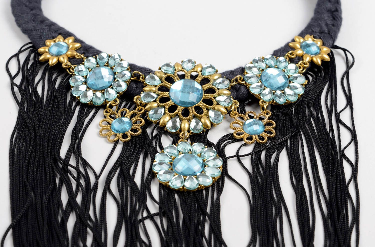 Beautiful textile necklace unusual stylish necklace cute elegant accessory photo 3