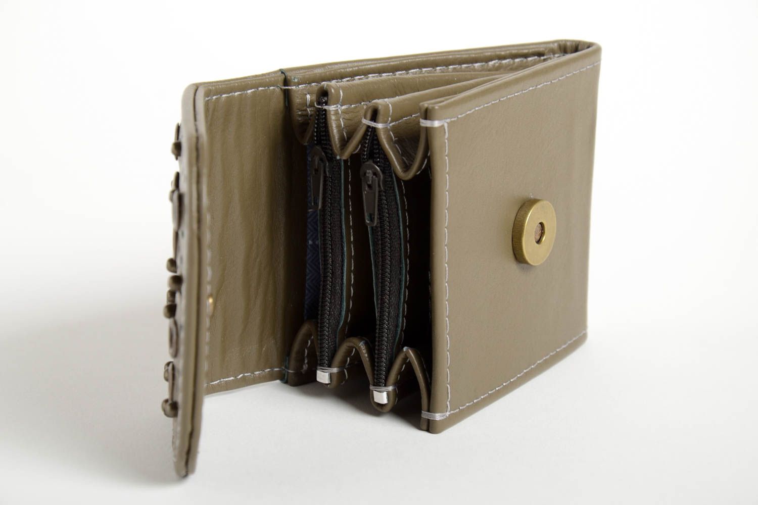 Handmade designer wallet unusual leather purse stylish cute accessory photo 3