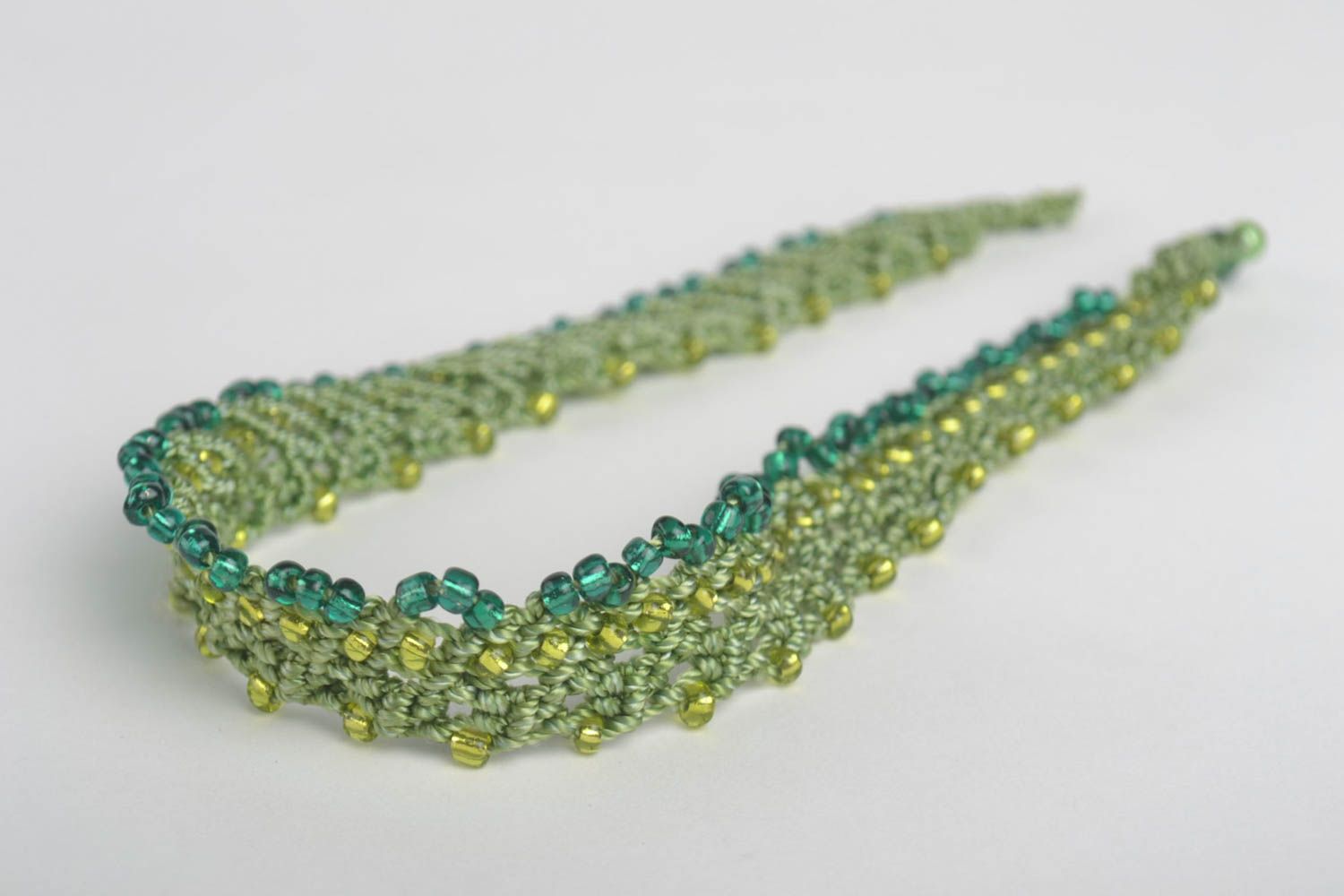Collier vert Bijou fait main en fils et perles de rocaille Cadeau pour femme photo 3
