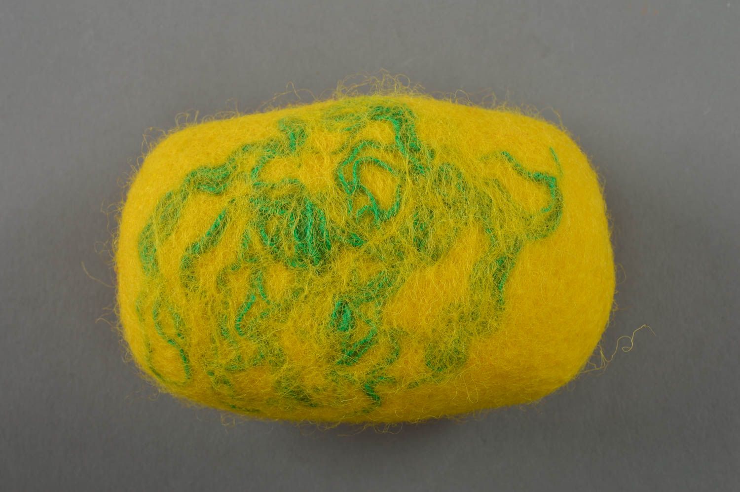 Éponge de bain originale faite main en laine feutrée citron vert pratique photo 2