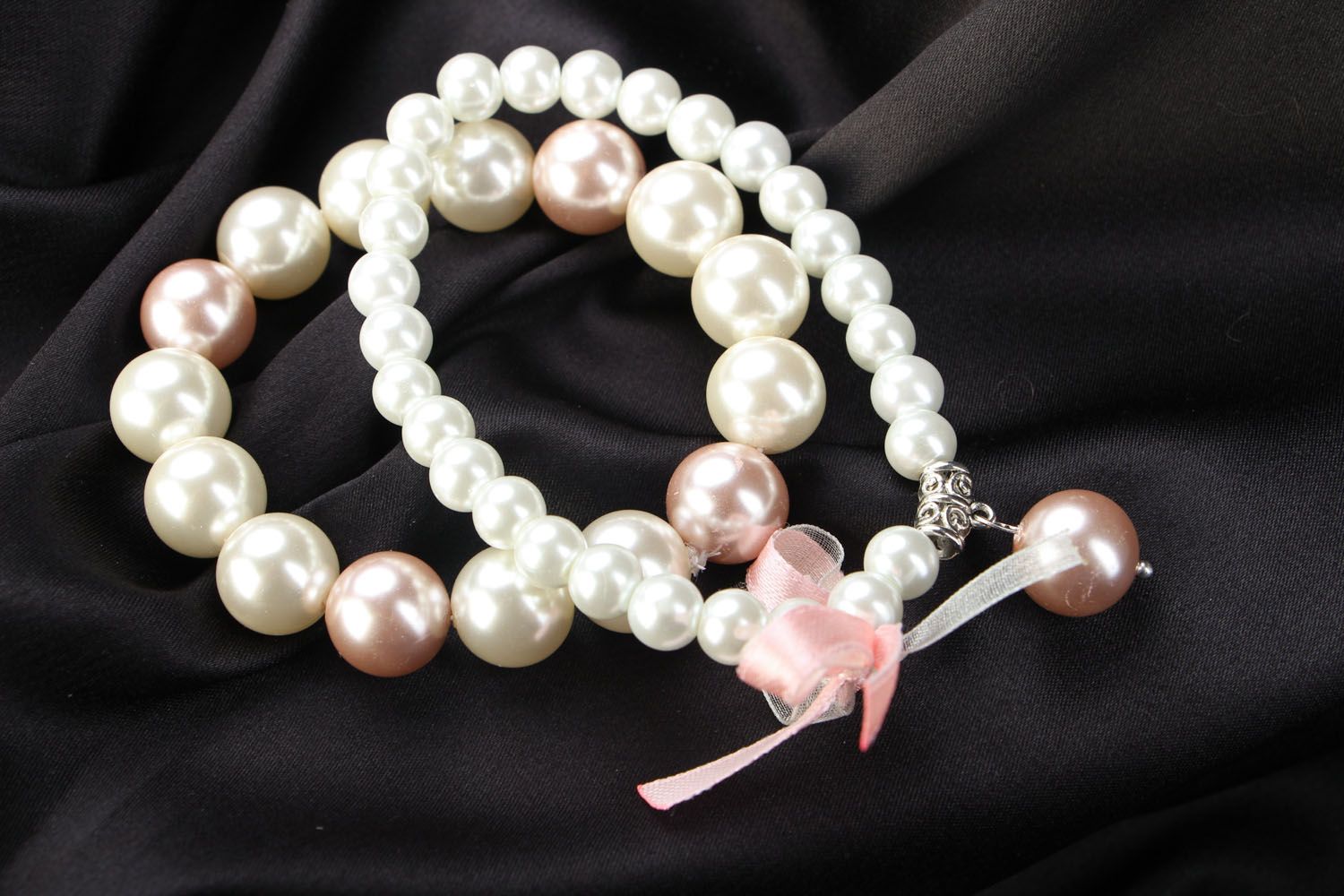 Bracciali di perle fatti a mano braccialetti originali da polso per donna 2 pz foto 1