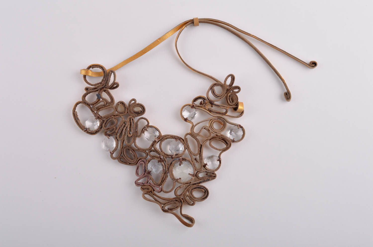 Halskette aus Stoff handgemachte Collier Halskette Leder Schmuck für Frauen foto 2