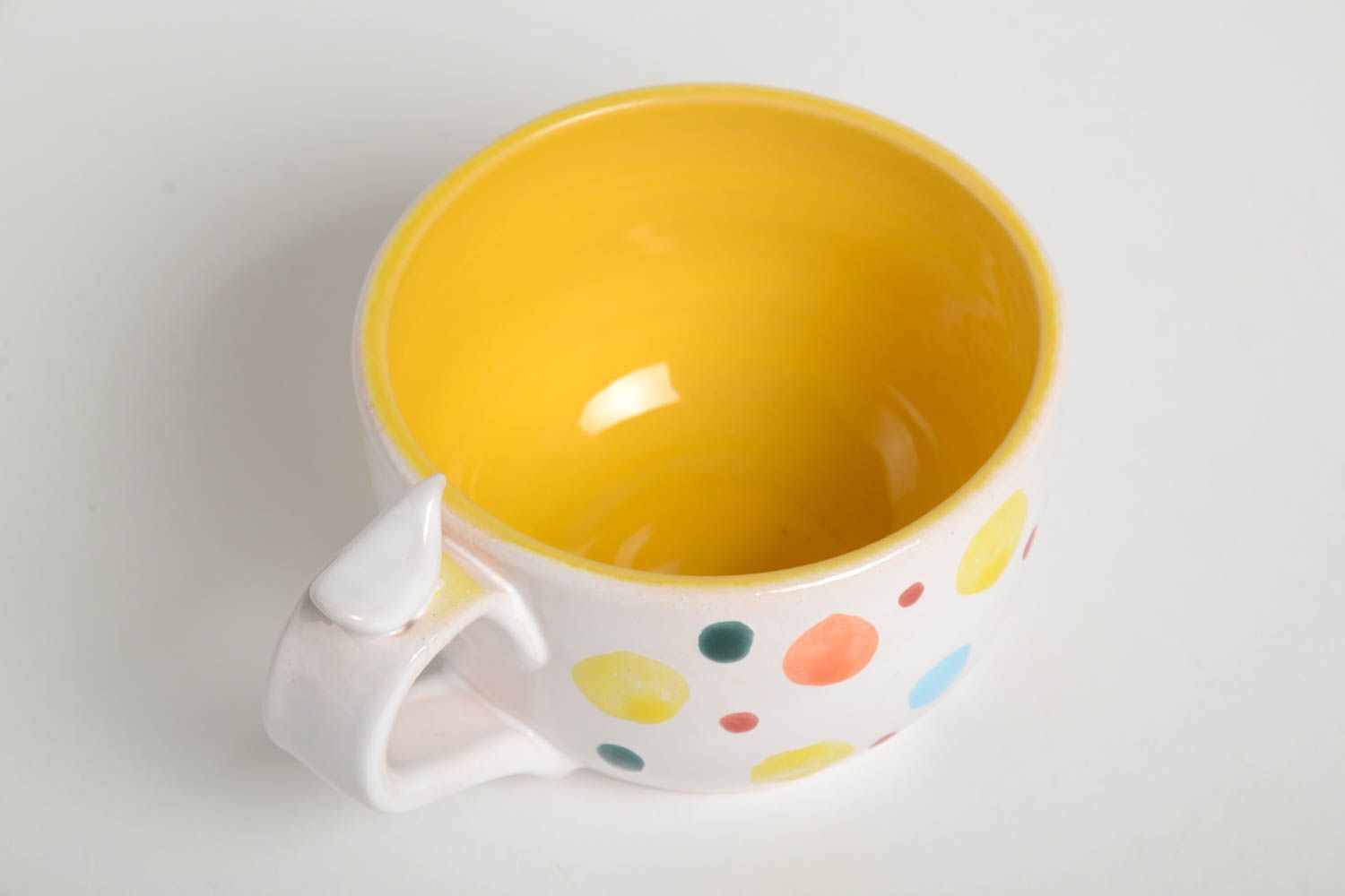 Ceramic white and yellow kids cup 0,31 lb photo 3
