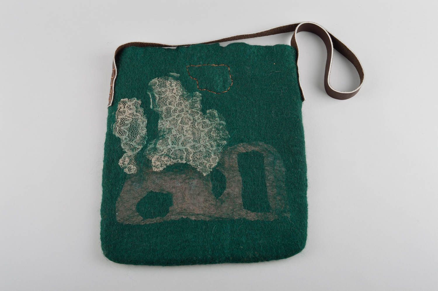 Сумка женская зеленая сумка ручной работы сумка валяние квадратная красивая фото 2