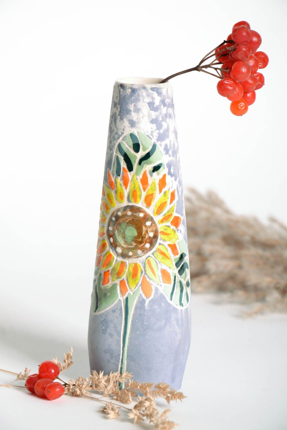 Handgemachte keramische Vase Sonnenblume foto 1