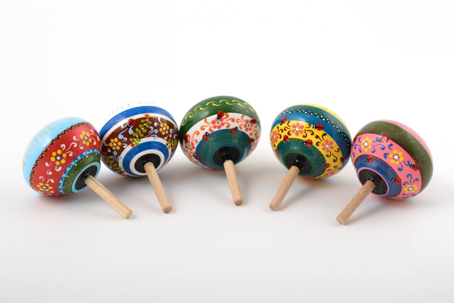 Детская юлы игрушки ручной работы игрушки из дерева набор из 5 волчков фото 3