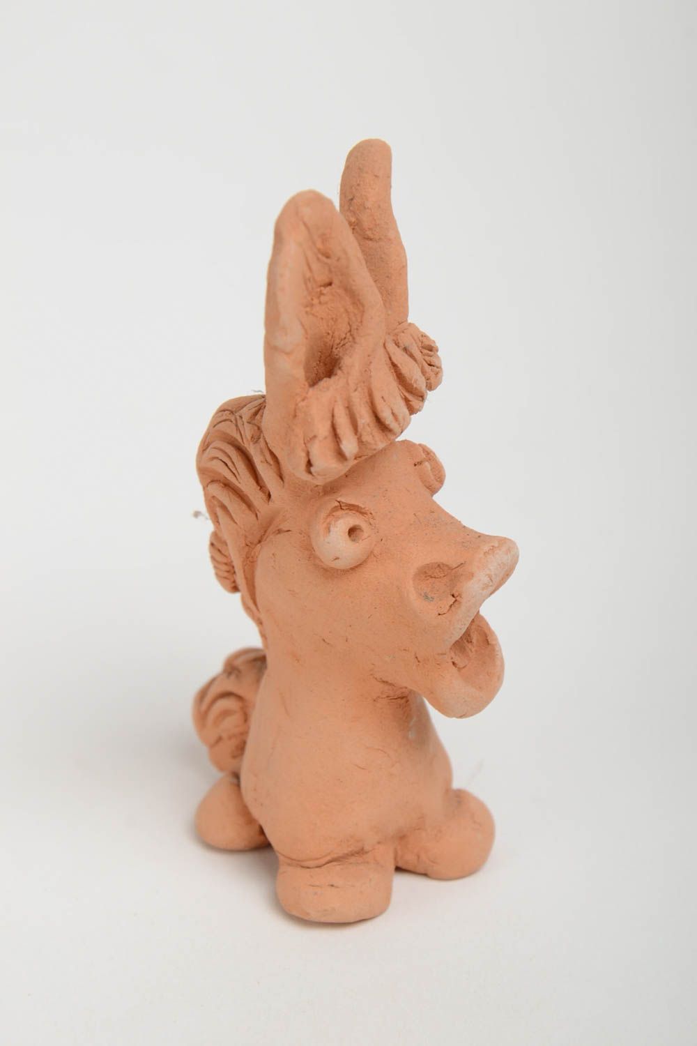 Смешная керамическая статуэтка ослика маленькая сувенирная фигурка ручной работы фото 4