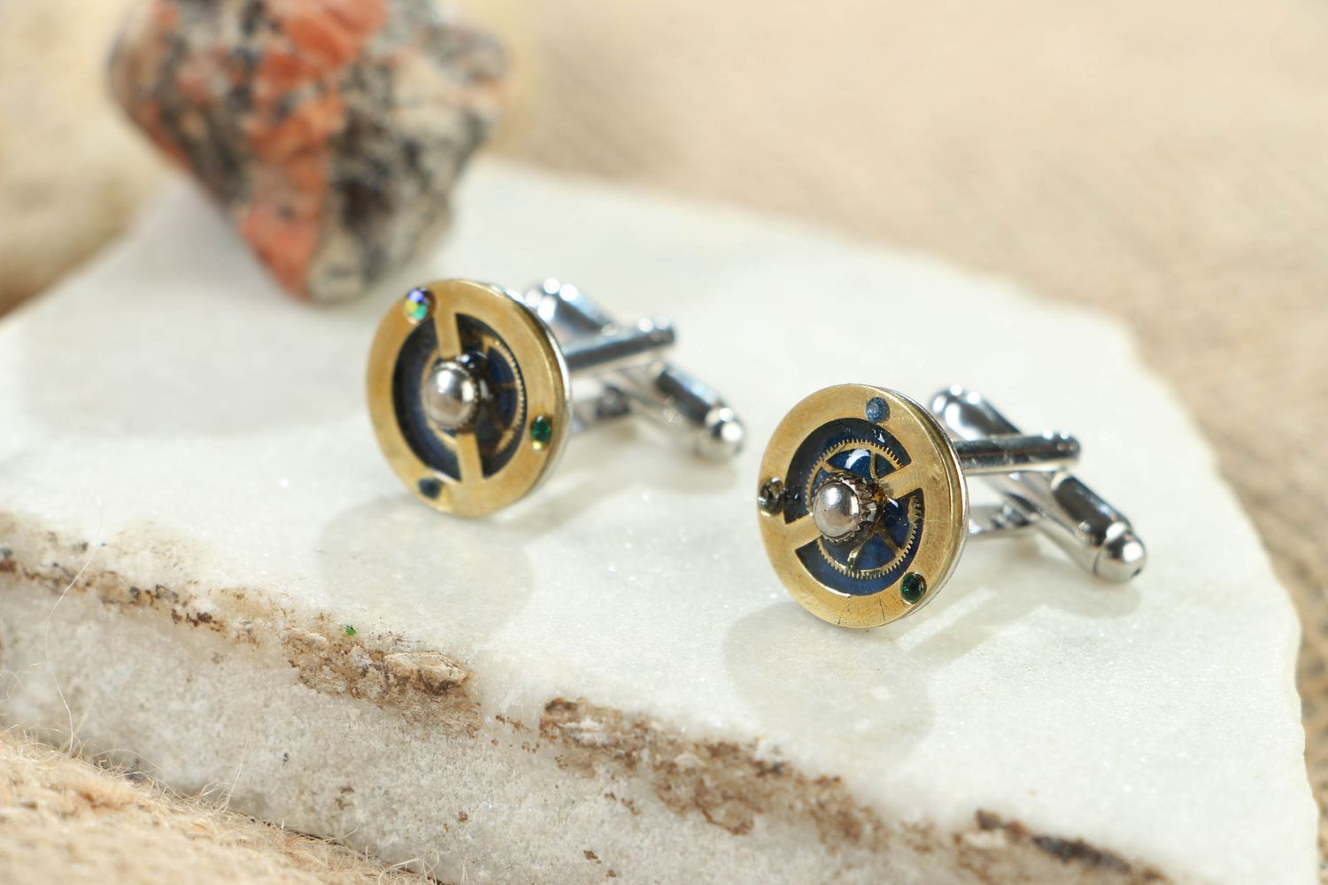 Metal cuff links in steampunk style photo 4