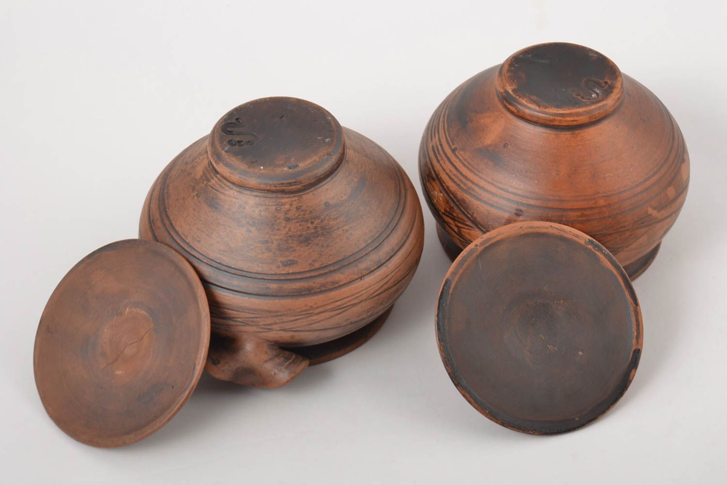 Ceramic kitchenware 2 unusual handmade pots beautiful lovely interior decor photo 5