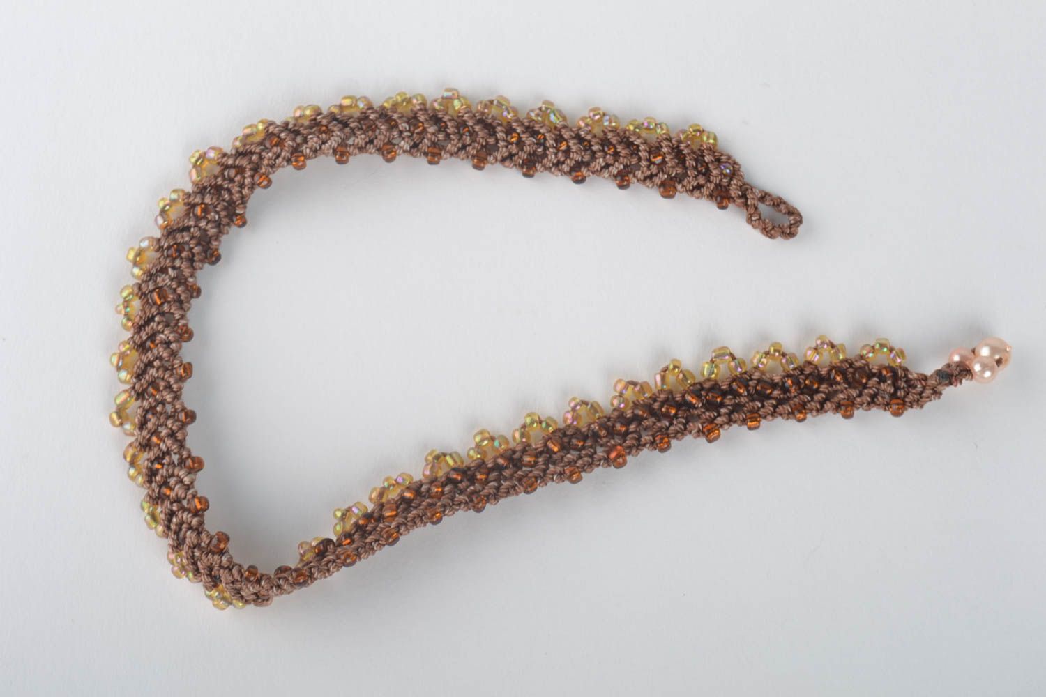 Collier macramé Bijou fait main marron fils perles de rocaille Cadeau femme photo 2
