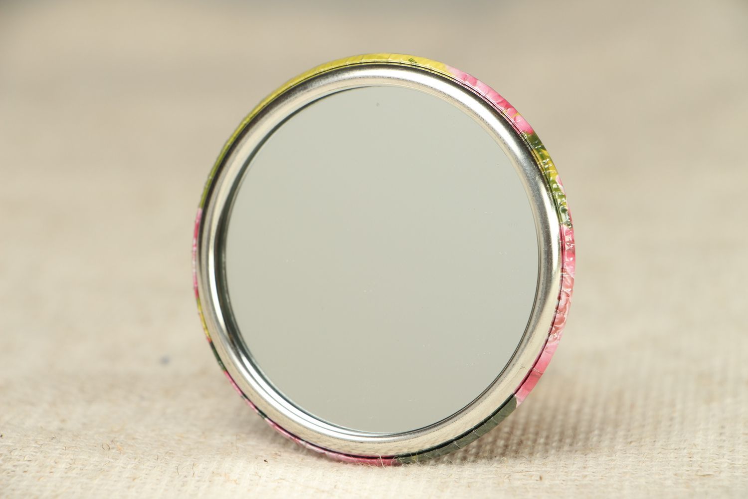 Miroir de poche fait main accessoire original pour fille Fleurs de cerisier photo 5