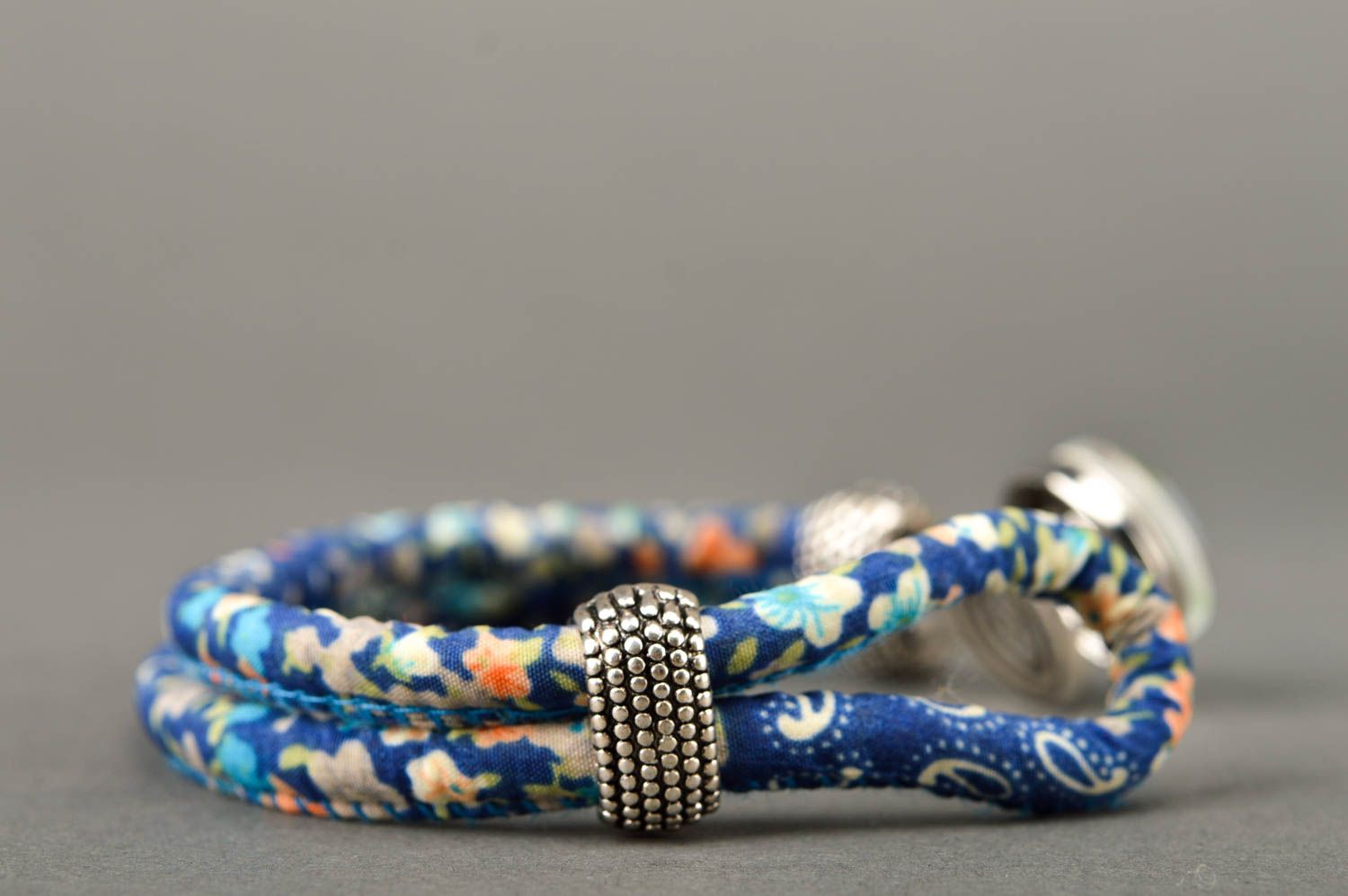 Браслет ручной работы стильный браслет текстильный синий браслет бижутерия фото 5