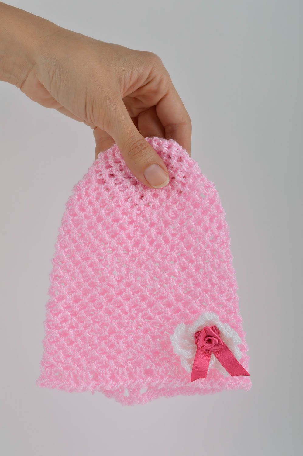 Hand-crochet baby hat pink hats openwork hat for children present for girl photo 5