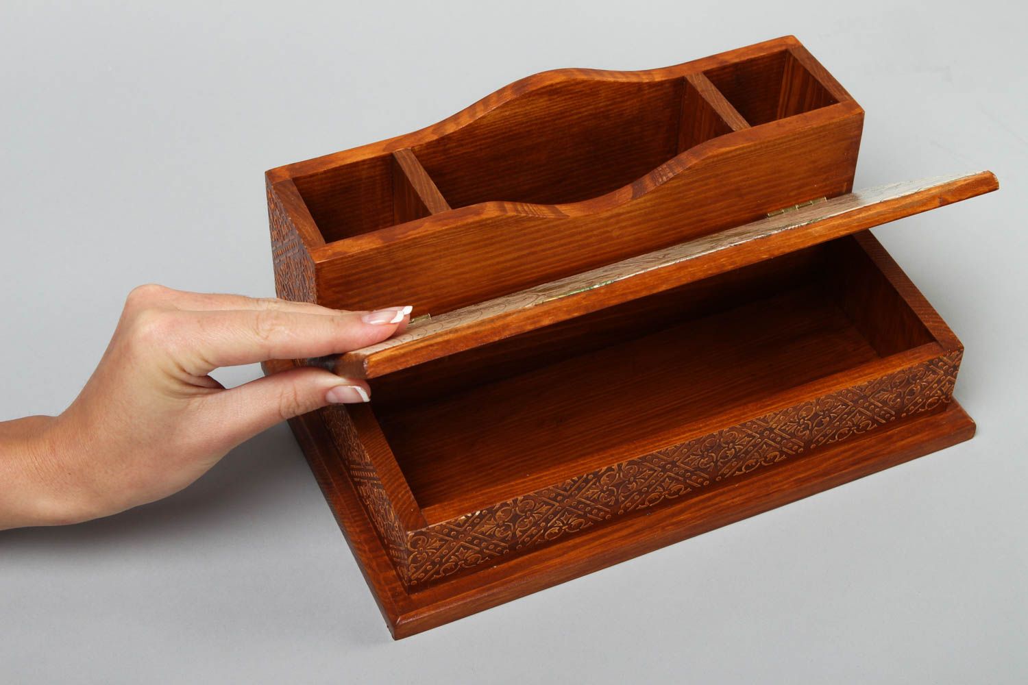 Caja de madera hecha a mano para plumas regalo original decoración de interior  foto 4