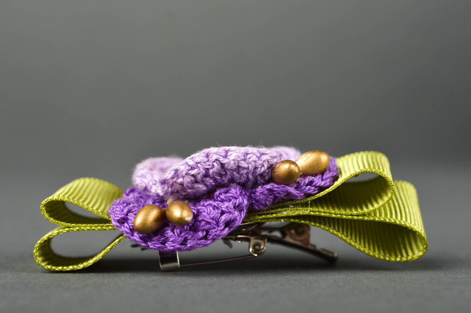 Handmade brooch crocheted brooch purple flower brooch fashion hairpin girls gift photo 3