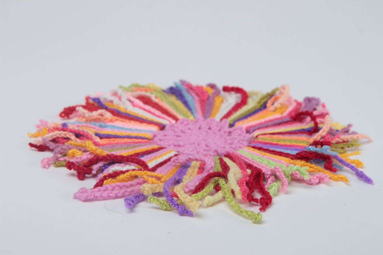 Handmade crocheted coaster stylish textile for home unusual interior decor photo 5