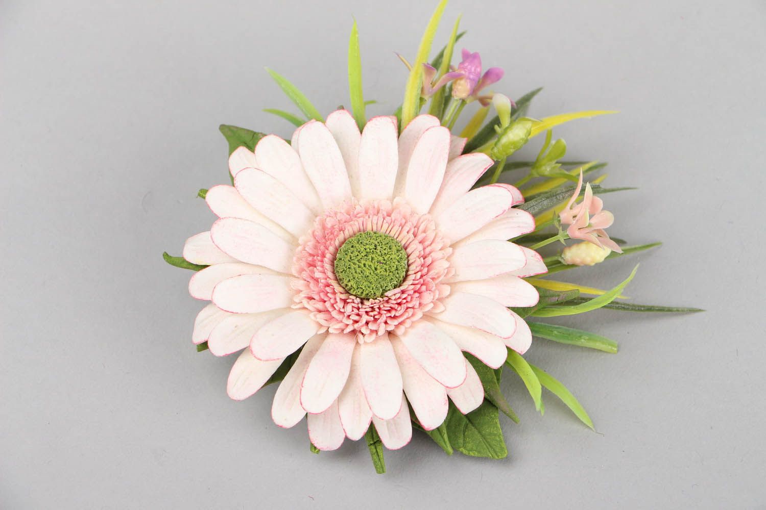 Handmade Haarklemme mit Blume Gerbera foto 1