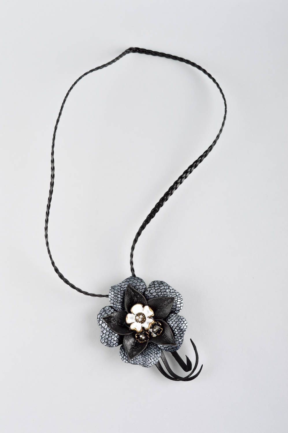 Handmade stylish pendant designer unusual accessories black feminine present photo 2