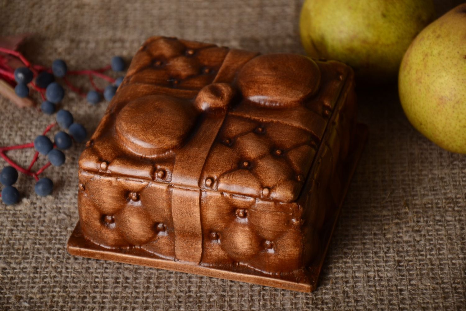 Caja de madera tallada hecha a mano decoración de interior joyero original foto 1