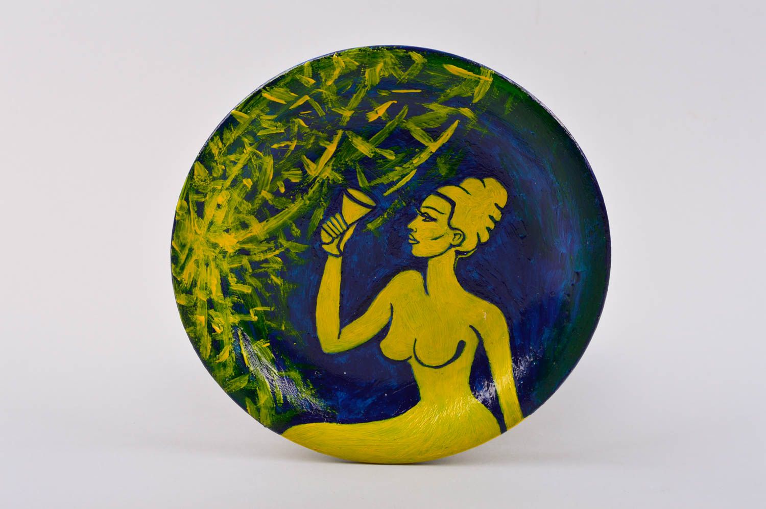 Глиняная посуда ручной работы керамическая тарелка для декора расписная тарелка фото 2