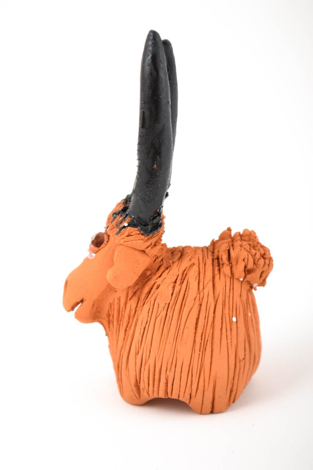 Коллекционная фигурка ручной работы игрушка из глины фигурка животного козленок фото 2