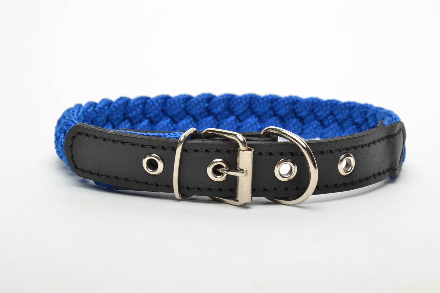 Leather dog collar with braiding photo 2