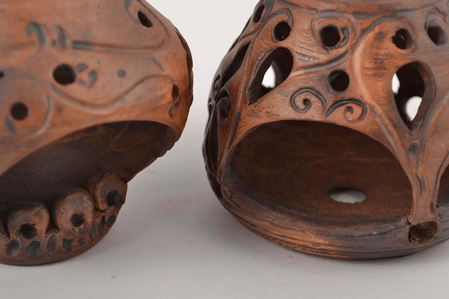 Dos portavelas de cerámica hechos a mano sostenedores de velas regalo original foto 2