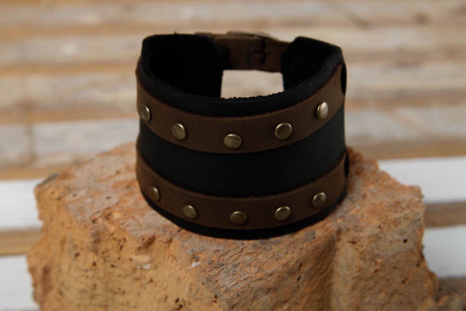 Stylish handmade leather bracelet unisex jewelry fashion accessories gift ideas photo 1