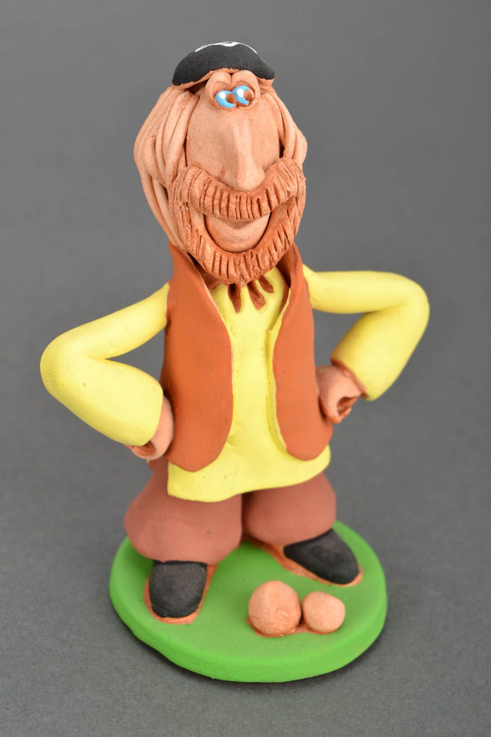 Statuetta divertente in argilla fatta a mano figurina decorativa in ceramica  foto 3