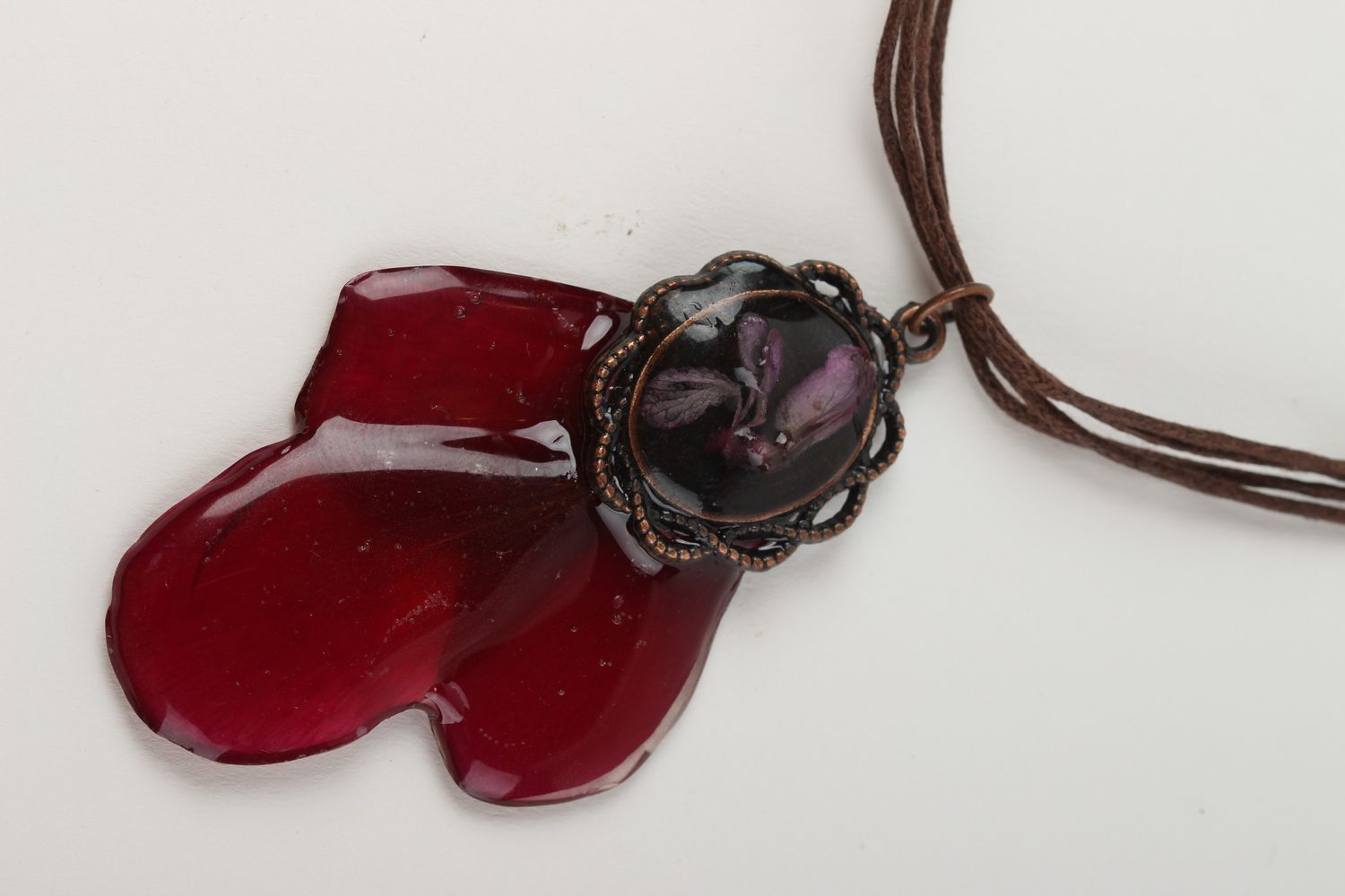 Handmade epoxy resin jewelry botanic pendant designer jewelry present for girls photo 3