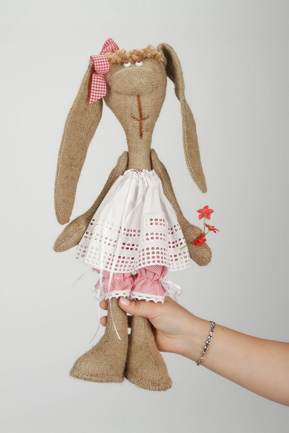 Soft toy on a wooden stand Bunny photo 2