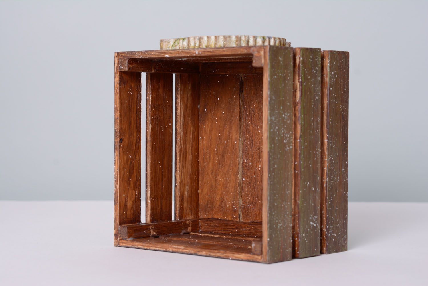 Caja de madera en técnica de decoupage Oveja foto 3