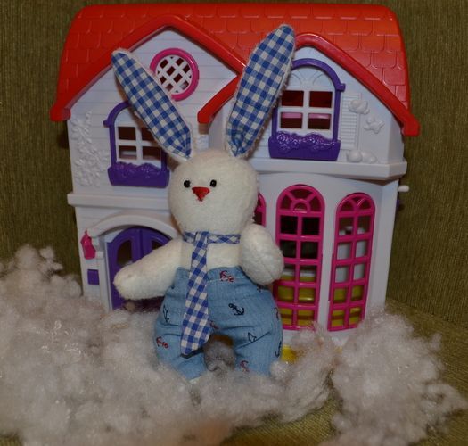 Handmade artificial fur and fabric soft toy Hare photo 2