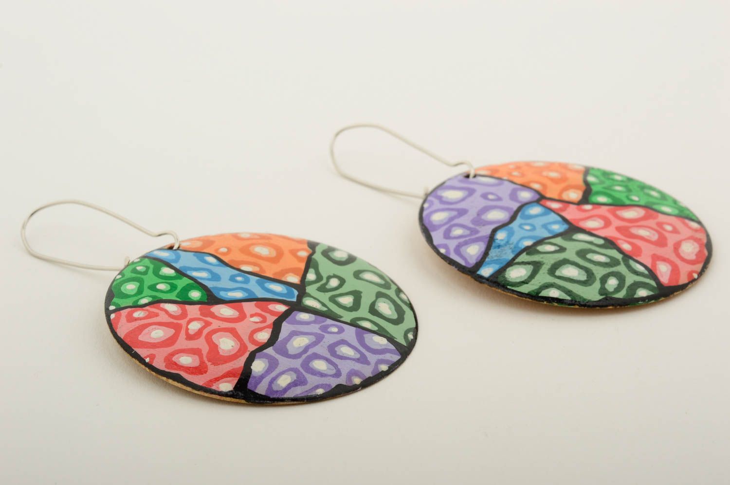 Ethnic earrings handmade wooden earrings with charms painted earrings for girls photo 4