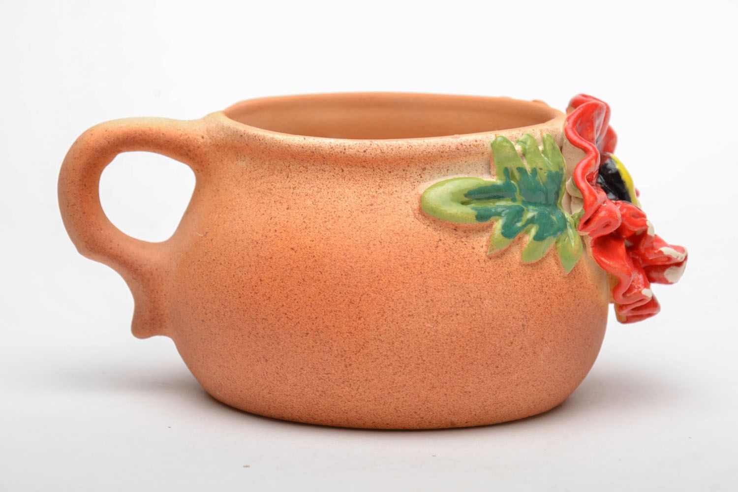 Espresso ceramic coffee mug with red hot tulip 0,65 lb photo 2