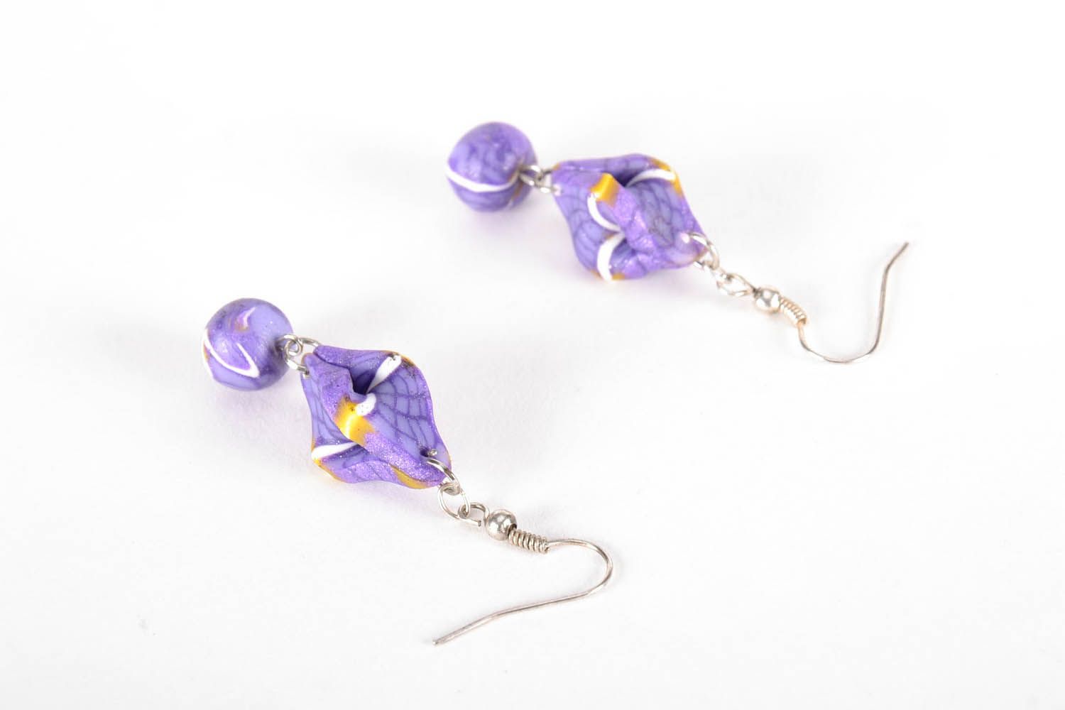 Long earrings with charms made of polymer clay photo 5