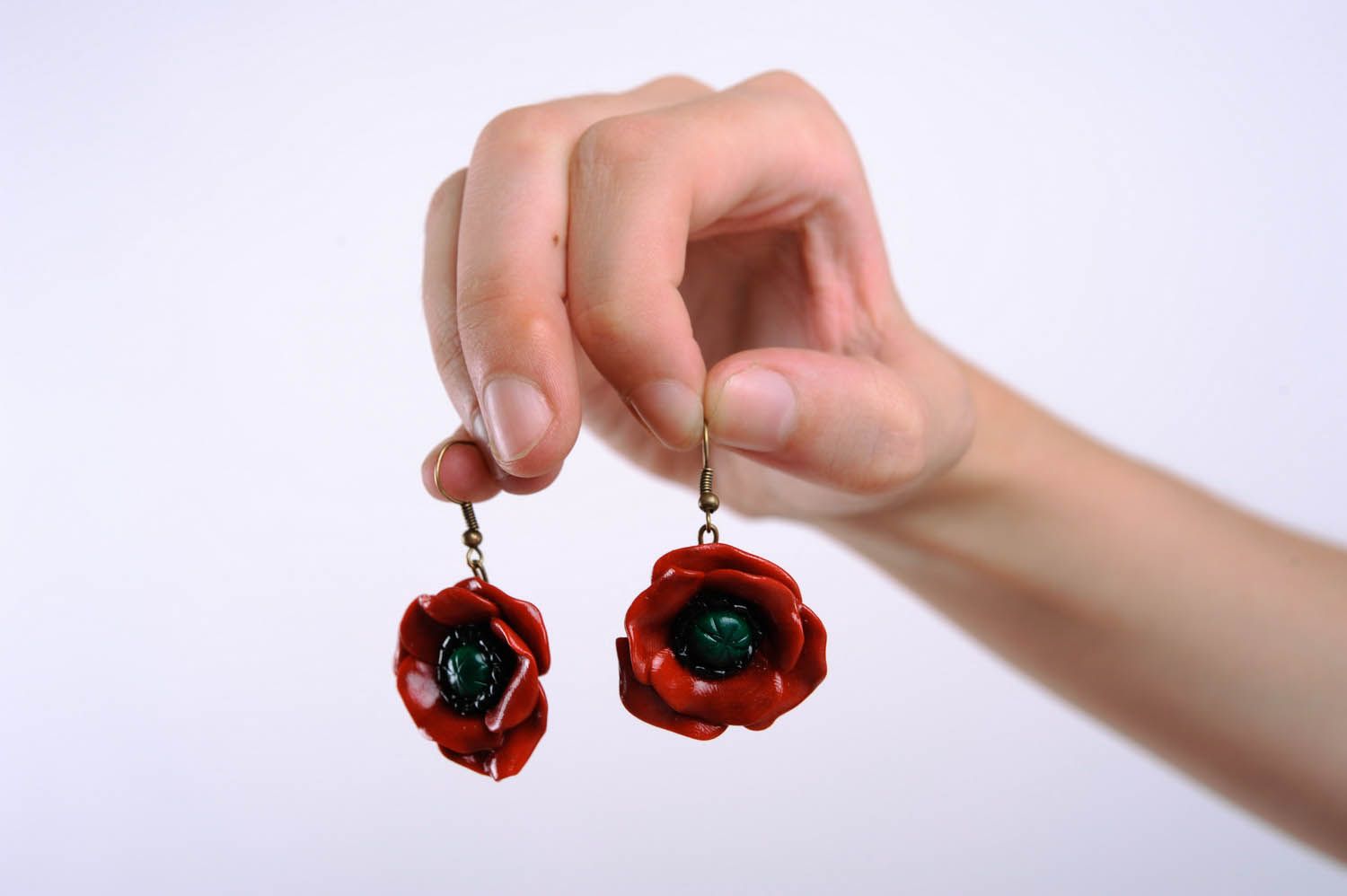 Earrings made ​​of polymer clay Poppies photo 5