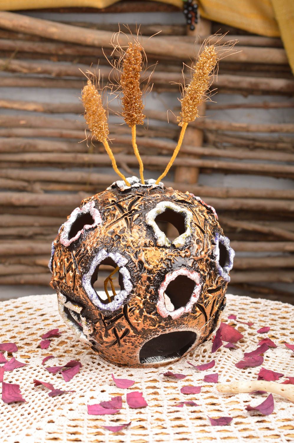 Espigas de trigo artificiales decorativas hechas a mano 3 piezas de abalorios foto 1