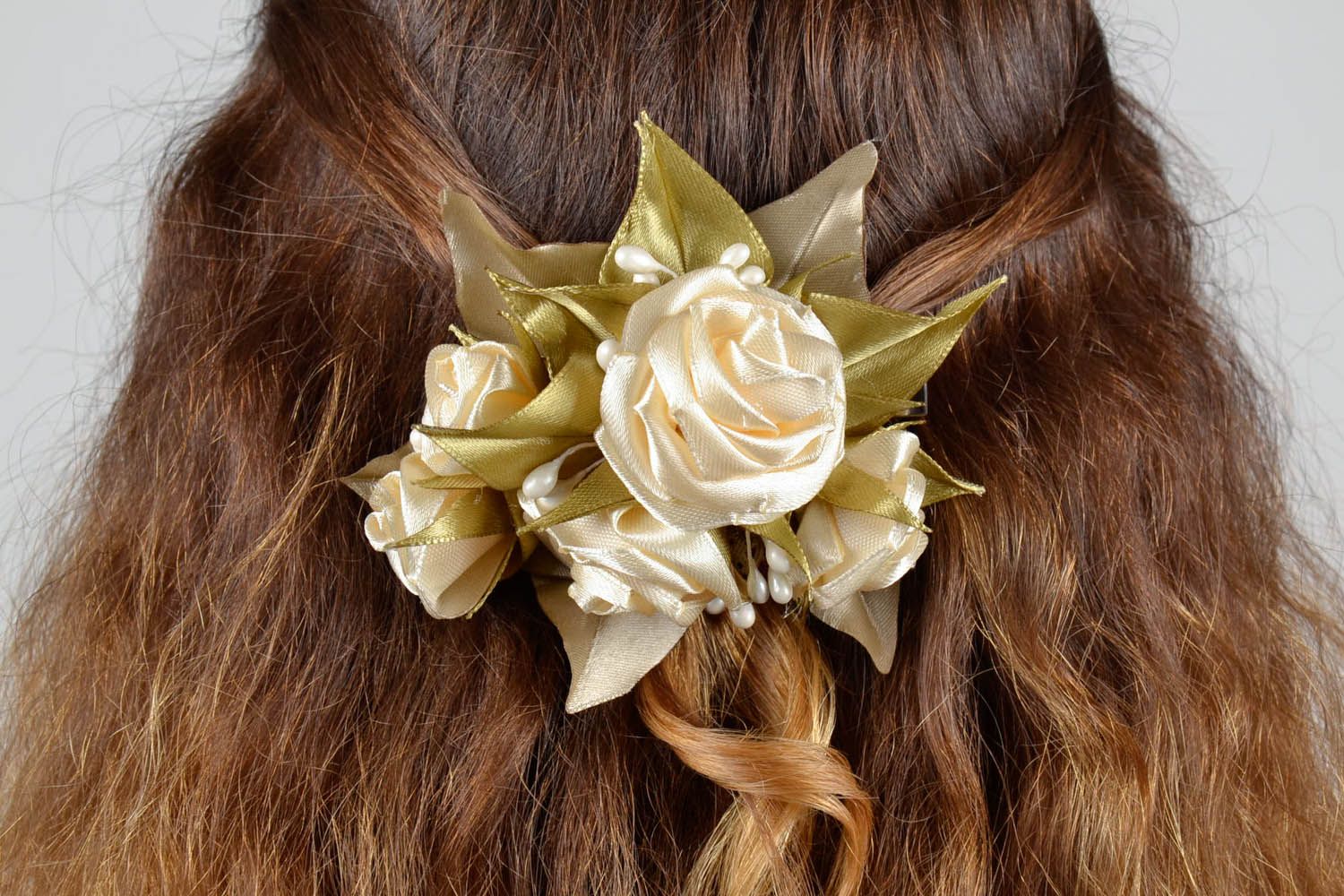 Grampo com flores bonito para cabelo acessórios de cabelo femininos artesanais  foto 5