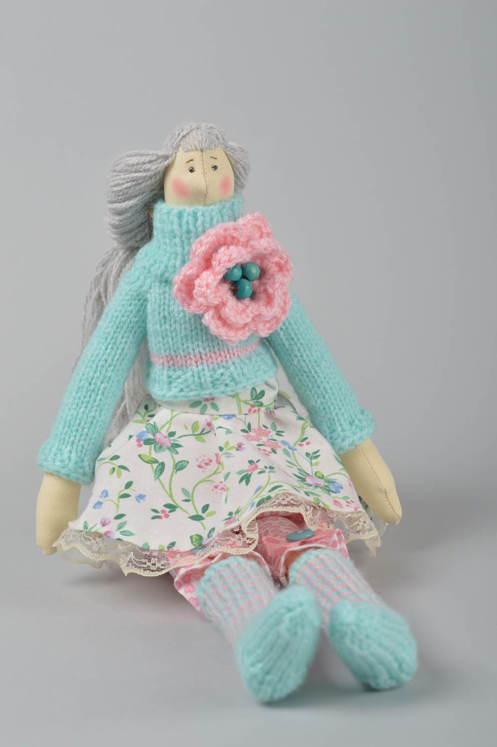 Soft handmade doll unusual textile toy designer doll for kids children present photo 3