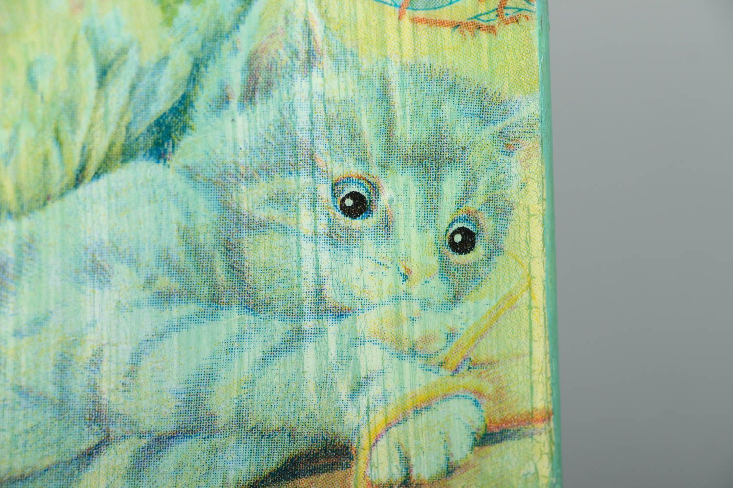 Декоративная разделочная доска с изображением котенка фото 2