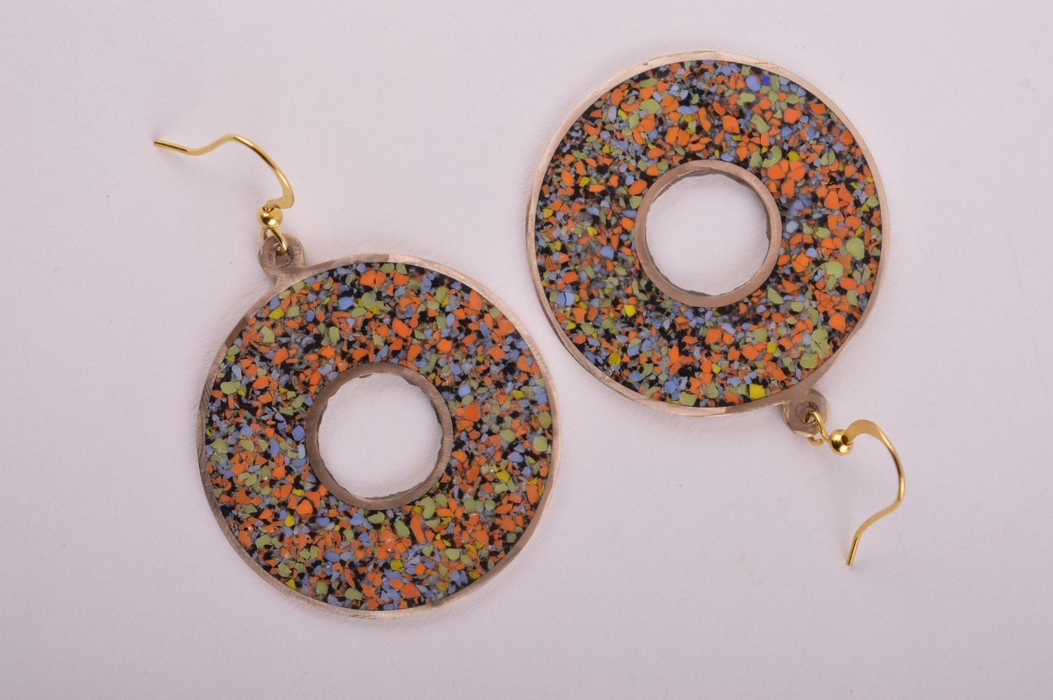 Round handmade brass earrings gemstone earrings metal jewelry designs gift ideas photo 5