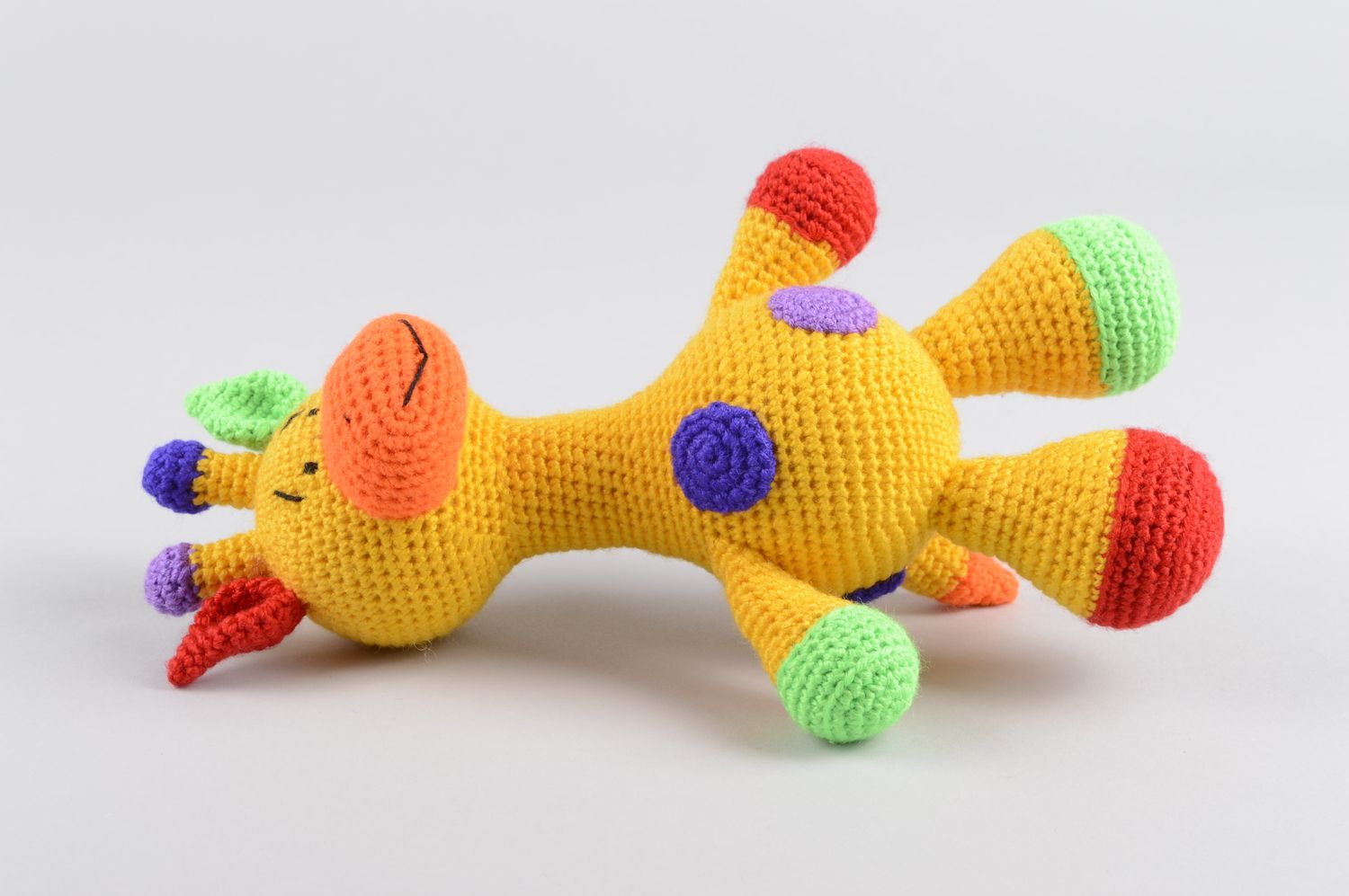 Handmade Häkel Kuscheltier Spielzeug Giraffe Designer Geschenk aus Acryl gelb foto 4