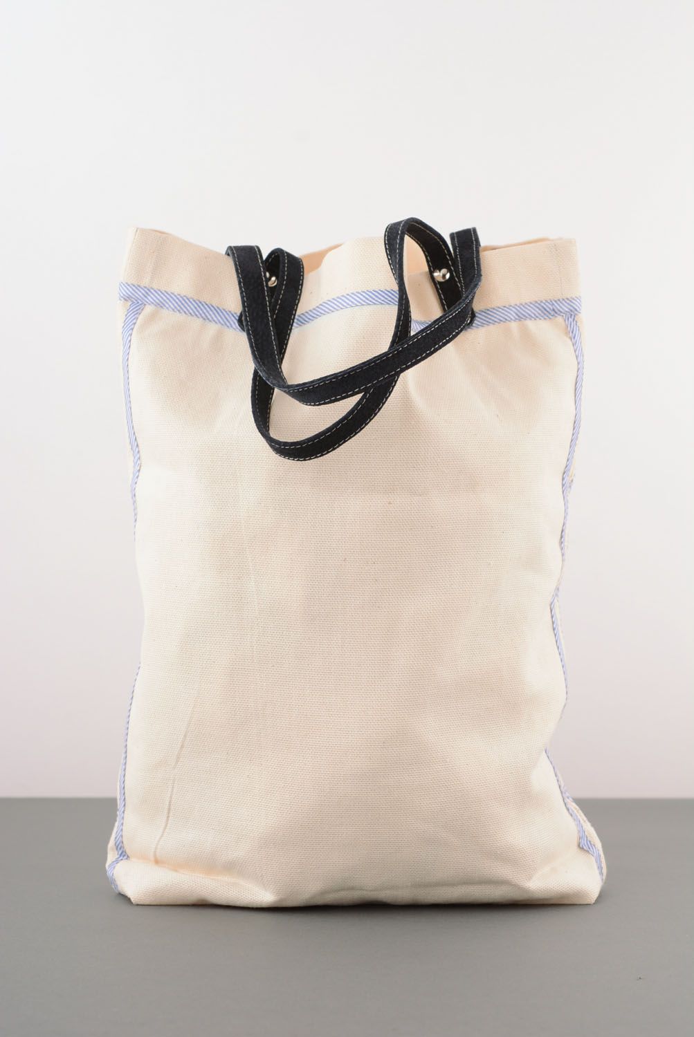 Текстильная сумка с кожаными ручками фото 2