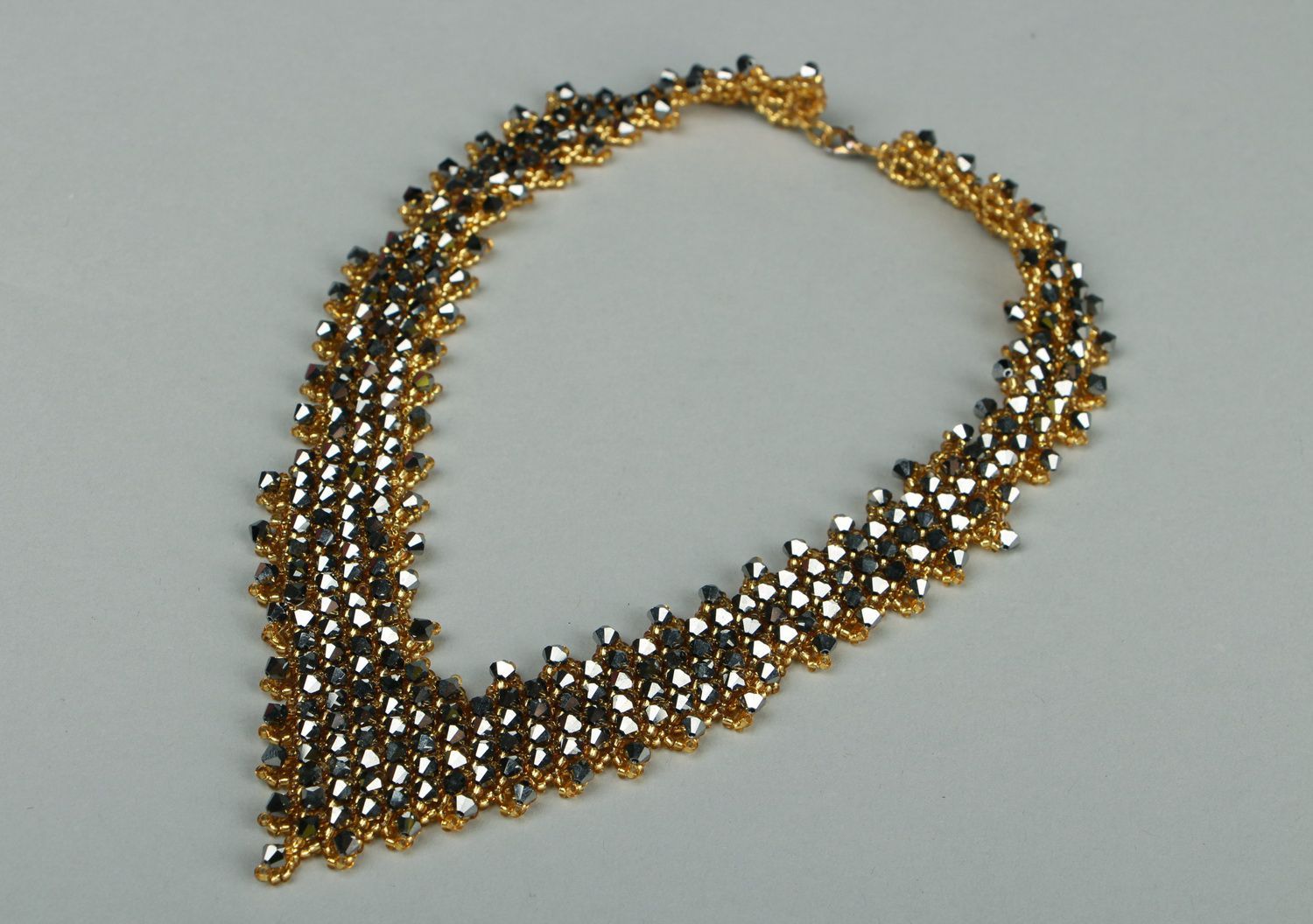 Triangular necklace made of czech beads photo 1